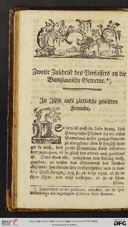 Zweite Zuschrift des Verfassers an die Bunzlauische Gemeine