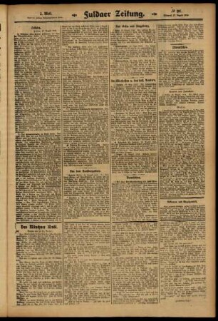 Zweite Ausgabe vom Mittwoch, den 27. August 1913.