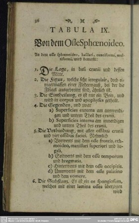 Tabula IX. Von dem Osse Sphoenoideo