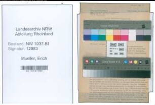 Entnazifizierung Erich Mueller , geb. 19.10.1913 (Zollassistent)