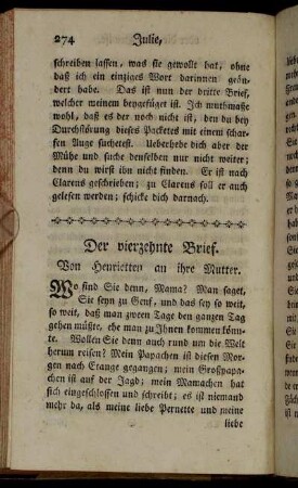 Der vierzehnte Brief. Von Herietten an ihre Mutter.