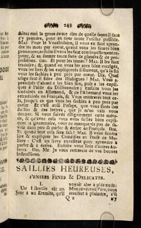243-263, Saillies heureuses