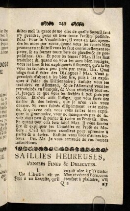 243-263, Saillies heureuses