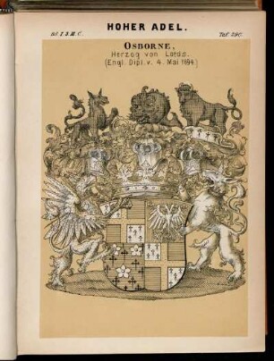 Taf. 290. Osborne, Herzog von Leeds. (Engl. Dipl. v. 4. Mai 1694.)