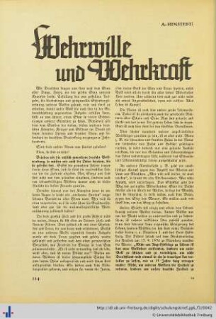 Wehrwille und Wehrkraft.