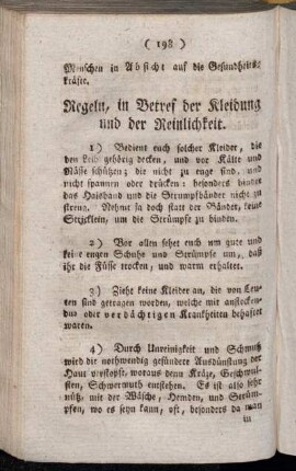 Regeln, in Betref der Kleidung und der Reinlichkeit.