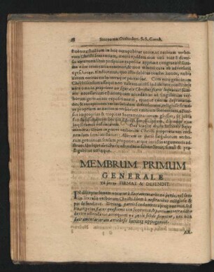 Membrum Primum. Generale ... Firmat & Defendit.