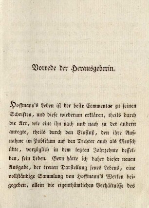 Vorrede der Herausgeberin