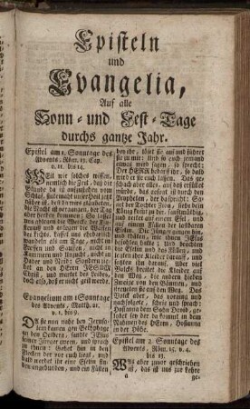 Episteln und Evangelia, Auf alle Sonn- und Fest-Tage durchs gantze Jahr.