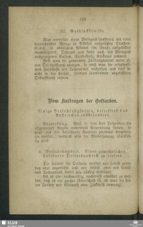 Vom Auftragen der Oelfarben