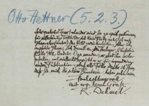 Brief an Otto Hettner