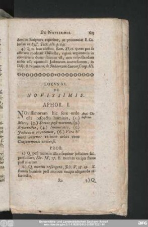 Locus XI. De Novissimis.