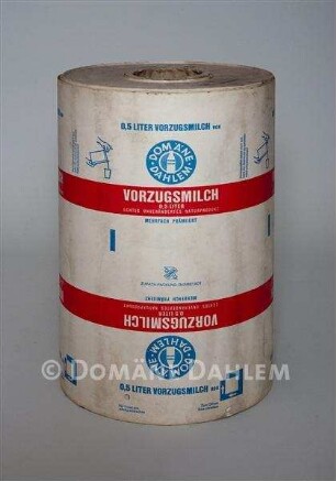Rolle Verpackungskarton für "Vorzugsmilch der Domäne Dahlem"