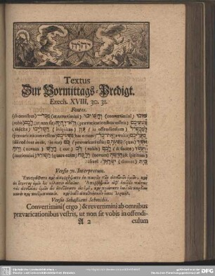 Textus Zur Vormittags-Predigt. Ezech. XVIII, 30.31