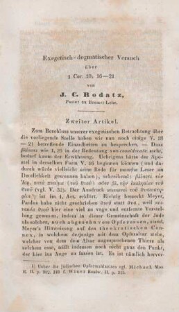 27-56 Exegetisch-dogmatischer Versuch über 1Cor. 10, 16-21 : zweiter Artikel
