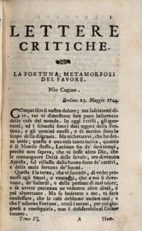 Lettere Critiche Giocose, Morali, Scientifiche, Ed Erudite, Tomo Sesto