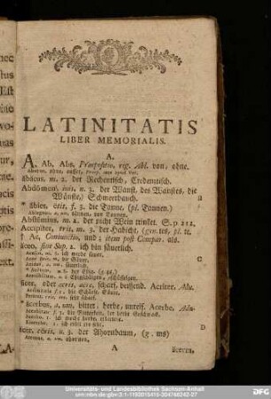 Latinitatis Liber Memorialis.