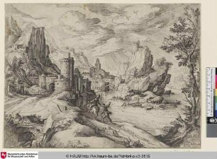 [Flusslandschaft mit Reisenden; Riverlandscape with Travellers]