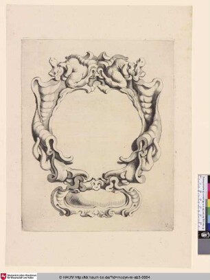 [Kartusche mit Figurenornament; Cartouche met kwabornament bestaande uit een groot en klein compartiment]