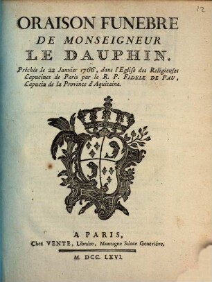 Oraison funébre de Mr. LeDauphin