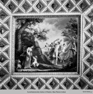 Deckendekoration mit mythologischen Szenen : Die Erziehung des Jupiters