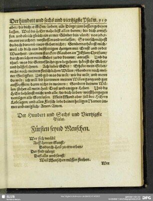 Der Hundert und Sechs und Viertzigste Psalm. Fürsten seynd Menschen