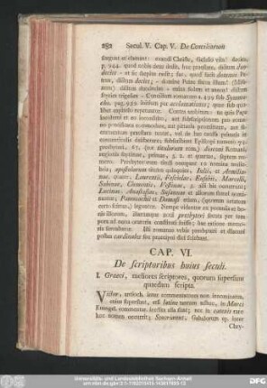 Cap. VI. De scriptoribus huius seculi.