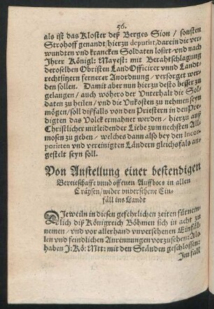 Von Anstellung einer bestendigen bereitschafft und offenen Auffbots in allen Craysen/...
