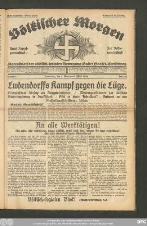 Völkischer Morgen : Kampfblatt der völkischen Freiheitsbewegung Groß-Deutschlands