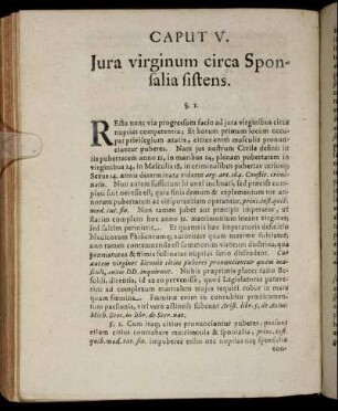Caput V. Iura virginum circa Sponsalia sistens