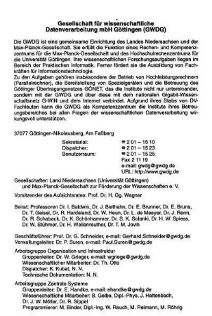 Gesellschaft für wissenschaftliche Datenverarbeitung mbH Göttingen (GWDG)