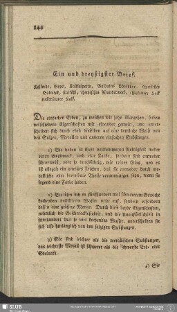 Ein und dreyßigster Brief. Kalkerde, Gyps, Kalksalpeter, Balduins Phosphor, feuerfester Salmiak, Kalköhl, chemisches Wunderwerk, essigsaurer Kalk zuckersaurer kalk