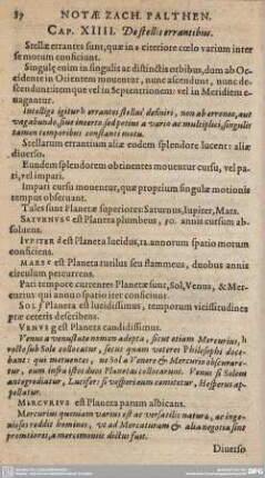 Cap. XIIII. De stellis errantibus.