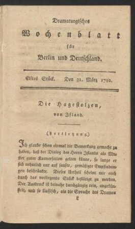 Elftes Stück. Den 31. März 1792