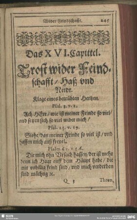 Das XVI. Capittel. Trost wider Feindschafft, Haß und Neidt