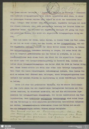 Angewandte Geologie im Feldzuge : Vortrag