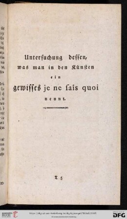 Untersuchung dessen, was man in den Künsten ein gewisses je ne sais quoi nennt