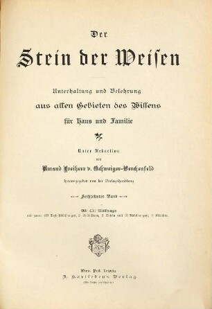 Der Stein der Weisen : illustrierte Zeitschrift zur Verbreitung volkstümlichen Wissens. 16. 1896