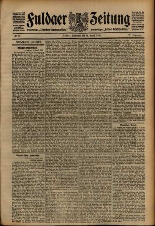 Zweite Ausgabe vom Samstag, den 11. April 1908.