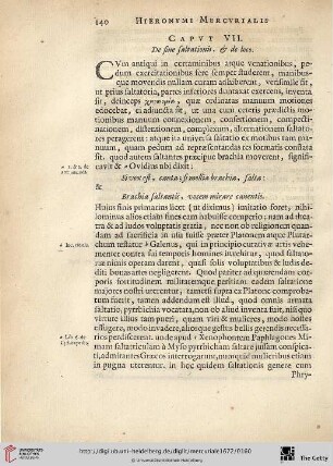 Caput. VII.: De fine saltationis, & de loco