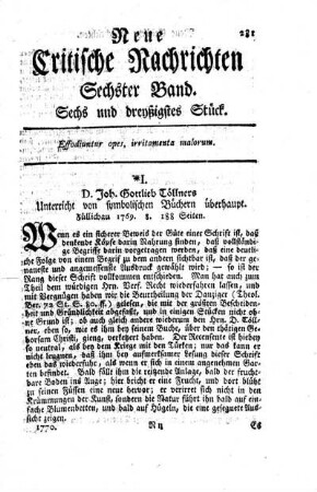 Sechs und dreyßigstes Stück.