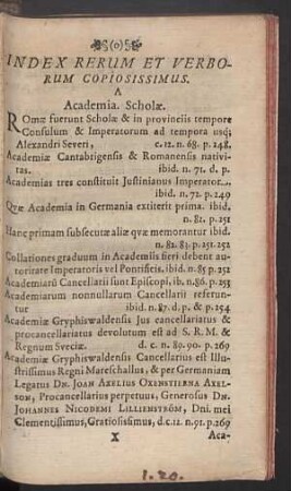Index rerum et verborum copiosissimus.