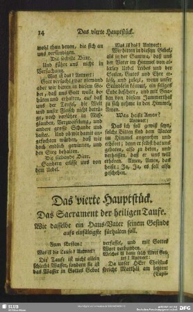Das vierte Hauptstück. Das Sacrament der heiligen Taufe