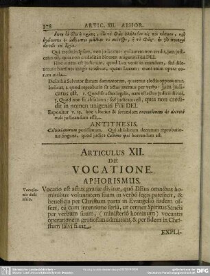 Articulus XII. De Vocatione