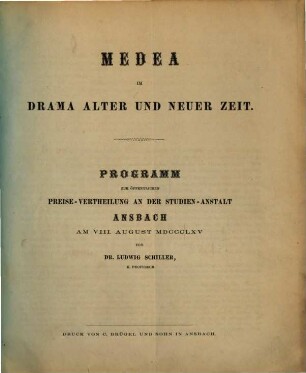 Medea im Drama alter und neuer Zeit