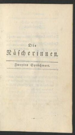 Die Räscherinnen. Zweytes Sprüchwort