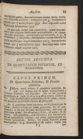 Sectio Secunda. De Quantitatum Potentiis, Et Radicibus