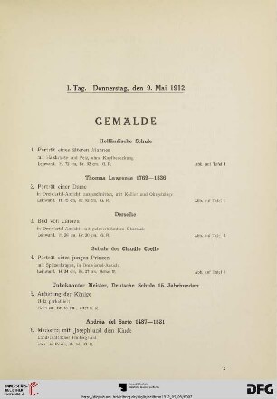 Gemälde (Nr. 1-38)
