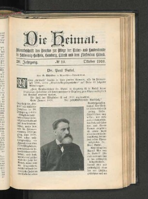 20. Jahrgang. No. 10. Oktober 1910.