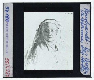 Rembrandt, Brustbild einer alten Frau (Rembrandts Mutter?) (Zeichnung) (Privatsammlung)